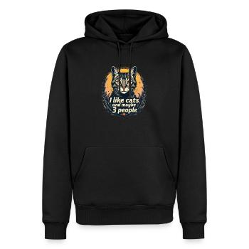 J’aime les chats et peut-être 3 personnes - Sweat à capuche Premium bio Homme - noir - Devant - Nico (187cm)