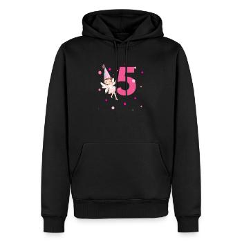 5e anniversaire fée rose - Sweat à capuche Premium bio Homme - noir - Devant - Nico (187cm)