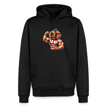 Citrouille d'halloween sportif - Sweat à capuche Premium bio Homme - noir - Devant - Nico (187cm)