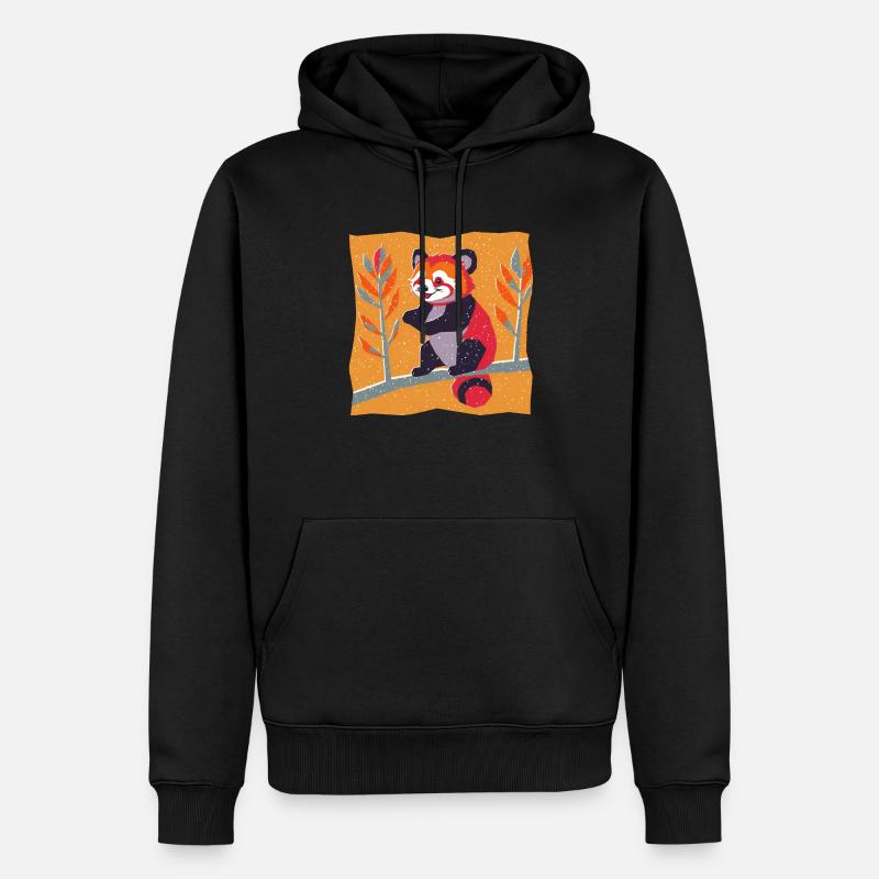 Roter Panda - Männer Premium Bio Hoodie - Schwarz