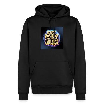 Stay positive and hold your head up high - Sweat à capuche Premium bio Homme - noir - Devant - Nico (187cm)