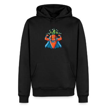Super-Carotte musclé - Sweat à capuche Premium bio Homme - noir - Devant - Nico (187cm)