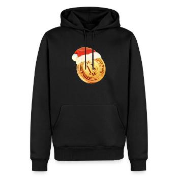 Weihnachtliches Bitcoin Design – Krypto Weihnachts - Männer Premium Bio Hoodie - Schwarz - Vorne - Nico (187cm)