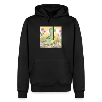 dino1 - Männer Premium Bio Hoodie - Schwarz - Vorne - Nico (187cm)