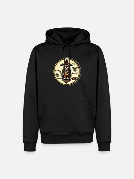 Halloween-Eule - Männer Premium Bio Hoodie - Schwarz