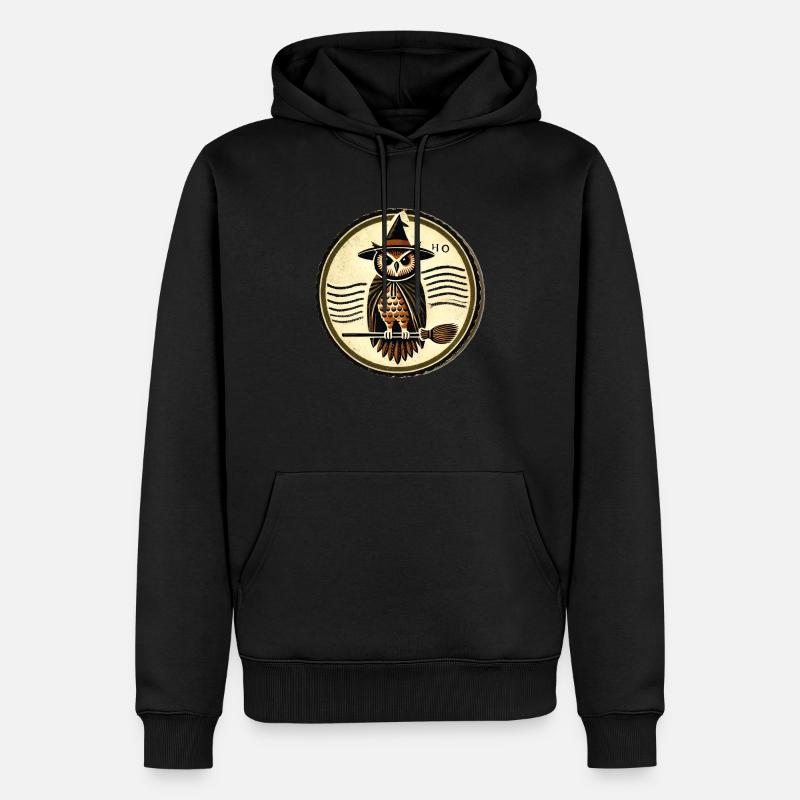 Halloween-Eule - Männer Premium Bio Hoodie - Schwarz