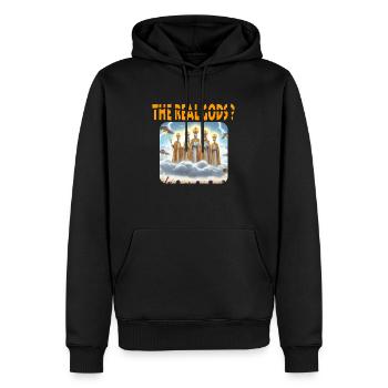 The real gods? - Men’s Premium Organic Hoodie - black - Front - Nico (187cm)