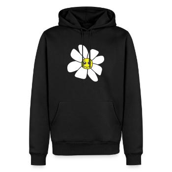 Petit drôle de fleur heureuse visage dessin animé - Sweat à capuche Premium bio Homme - noir - Devant - Nico (187cm)