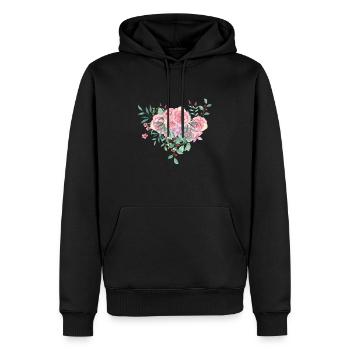Bouquet de fleurs sauvages watercolor rose - Sweat à capuche Premium bio Homme - noir - Devant - Nico (187cm)