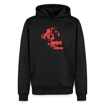 No Wifi, just Vibes - Variante rot - Männer Premium Bio Hoodie - Schwarz - Vorne - Nico (187cm)