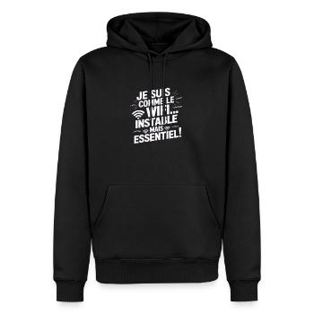 Je suis comme le WiFi… instable mais essentiel ! - Sweat à capuche Premium bio Homme - noir - Devant - Nico (187cm)