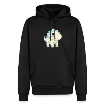 Niedlicher Cartoon-Dinosaurier mit freundlichem Lächeln - Männer Premium Bio Hoodie - Schwarz - Vorne - Nico (187cm)