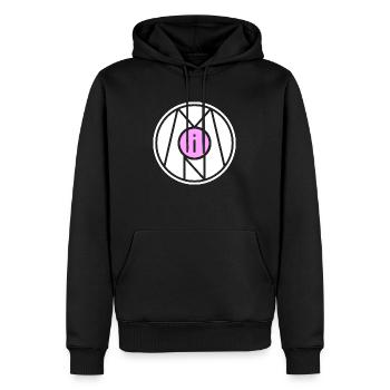 Moin symbole signe timbre - Sweat à capuche Premium bio Homme - noir - Devant - Nico (187cm)