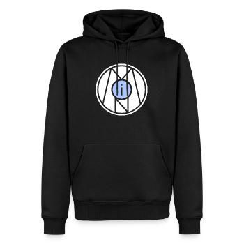 Moin Symbol Zeichen Stempel - Männer Premium Bio Hoodie - Schwarz - Vorne - Nico (187cm)