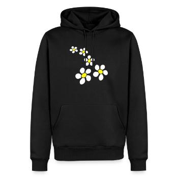 Lot de Magerites Blanches Motif Décoratif Design - Sweat à capuche Premium bio Homme - noir - Devant - Nico (187cm)