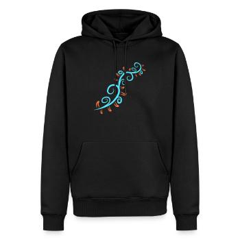 Plante de vigne Bleu Orange Feuilles Motif décoratif - Sweat à capuche Premium bio Homme - noir - Devant - Nico (187cm)