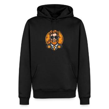 Bitcoin Hipster - Sweat à capuche Premium bio Homme - noir - Devant - Nico (187cm)