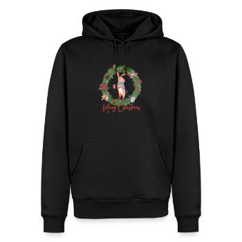 Joyeux Noël Lapin - Sweat à capuche Premium bio Homme - noir - Devant - Nico (187cm)