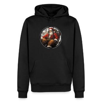 Gemütlicher Santa: Ruhe vor dem Fest - Männer Premium Bio Hoodie - Schwarz - Vorne - Nico (187cm)