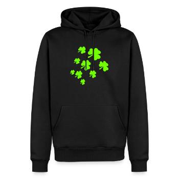 Shamrock Many Three-Leaf Leaves Green Pattern - Men’s Premium Organic Hoodie - black - Front - Nico (187cm)