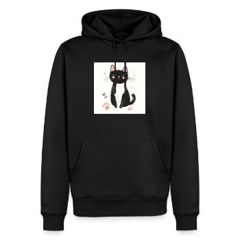 POD Cat Fußabdruck 2 - Männer Premium Bio Hoodie - Schwarz - Vorne - Nico (187cm)