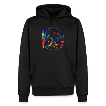 Être original vectorielle design symbole rétro citation étiquette - Sweat à capuche Premium bio Homme - noir - Devant - Nico (187cm)