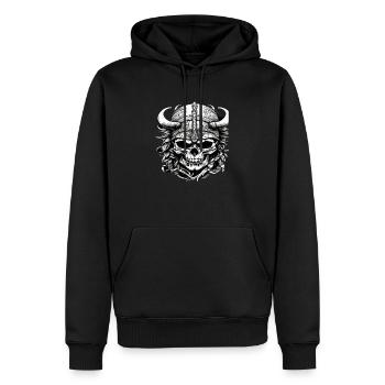 Crâne Viking - Sweat à capuche Premium bio Homme - noir - Devant - Nico (187cm)