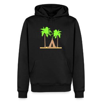 tente palmiers loisirs plage vacances camping-car en plein air - Sweat à capuche Premium bio Homme - noir - Devant - Nico (187cm)