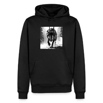 loup animal vecteur nature illustration design sauvage - Sweat à capuche Premium bio Homme - noir - Devant - Nico (187cm)
