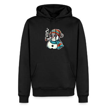 Kiffer Schneemann Winter Weihnachten Hanf - Männer Premium Bio Hoodie - Schwarz - Vorne - Nico (187cm)