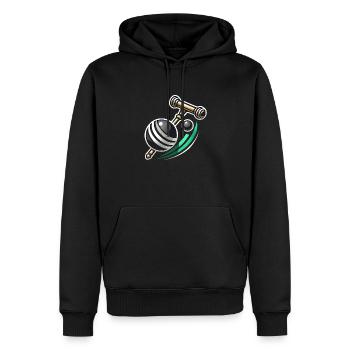 Logo du croquet - Sweat à capuche Premium bio Homme - noir - Devant - Nico (187cm)