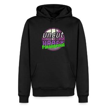 uncutURBEX Paranormal LOGO - Männer Premium Bio Hoodie - Schwarz - Vorne - Nico (187cm)
