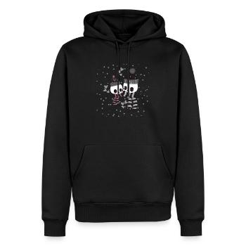 Two cute and cold skeletons cuddling - Men’s Premium Organic Hoodie - black - Front - Nico (187cm)