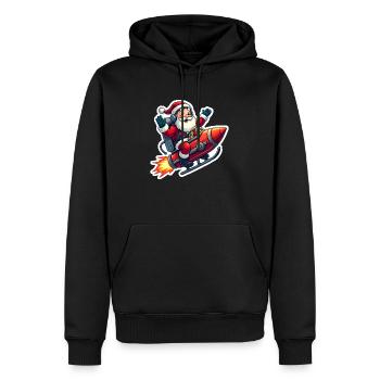 Santa on Rocket - Fun Festive Christmas Xmas - Men’s Premium Organic Hoodie - black - Front - Nico (187cm)