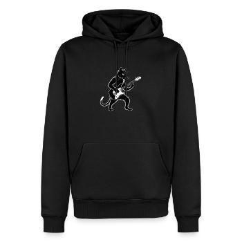 Rock Cat spielt Gitarre - Männer Premium Bio Hoodie - Schwarz - Vorne - Nico (187cm)