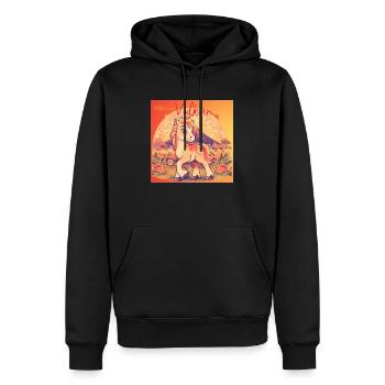 Vulkan ist da ! - Männer Premium Bio Hoodie - Schwarz - Vorne - Nico (187cm)