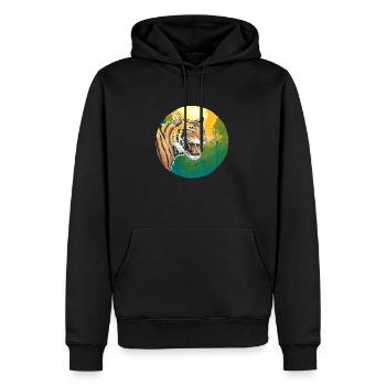 Tigre - Sweat à capuche Premium bio Homme - noir - Devant - Nico (187cm)