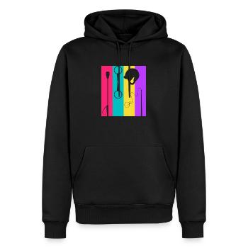 Retro Pferd Dressur - Reiten Geschenkidee - Männer Premium Bio Hoodie - Schwarz - Vorne - Nico (187cm)