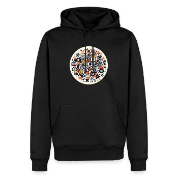 Abstrakte Symphonie der Technik - Männer Premium Bio Hoodie - Schwarz - Vorne - Nico (187cm)