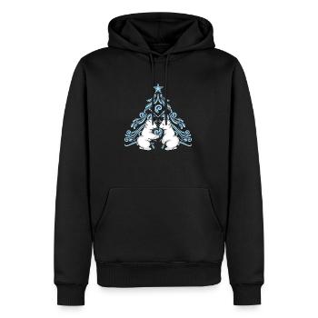 Deux bébés ours polaires s’étreignent près d’un arbre de Noël - Sweat à capuche Premium bio Homme - noir - Devant - Nico (187cm)