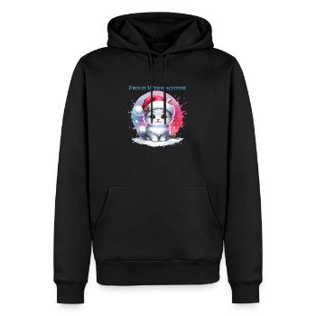 Chat mignon Noël - Sweat à capuche Premium bio Homme - noir - Devant - Nico (187cm)