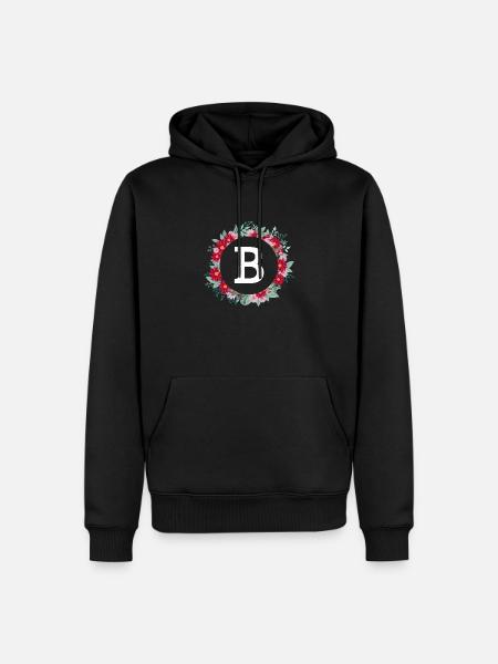 Buchstabe b Blumenkrone - Männer Premium Bio Hoodie - Schwarz