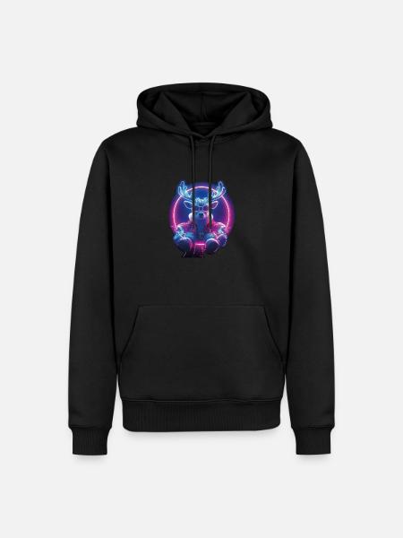 Neon Xmas Reindeer - Men’s Premium Organic Hoodie - black