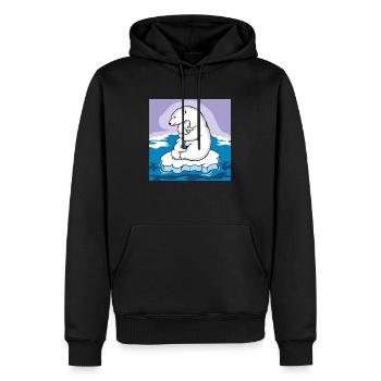Maman ours polaire avec ses deux bébés sur une banquise - Sweat à capuche Premium bio Homme - noir - Devant - Nico (187cm)