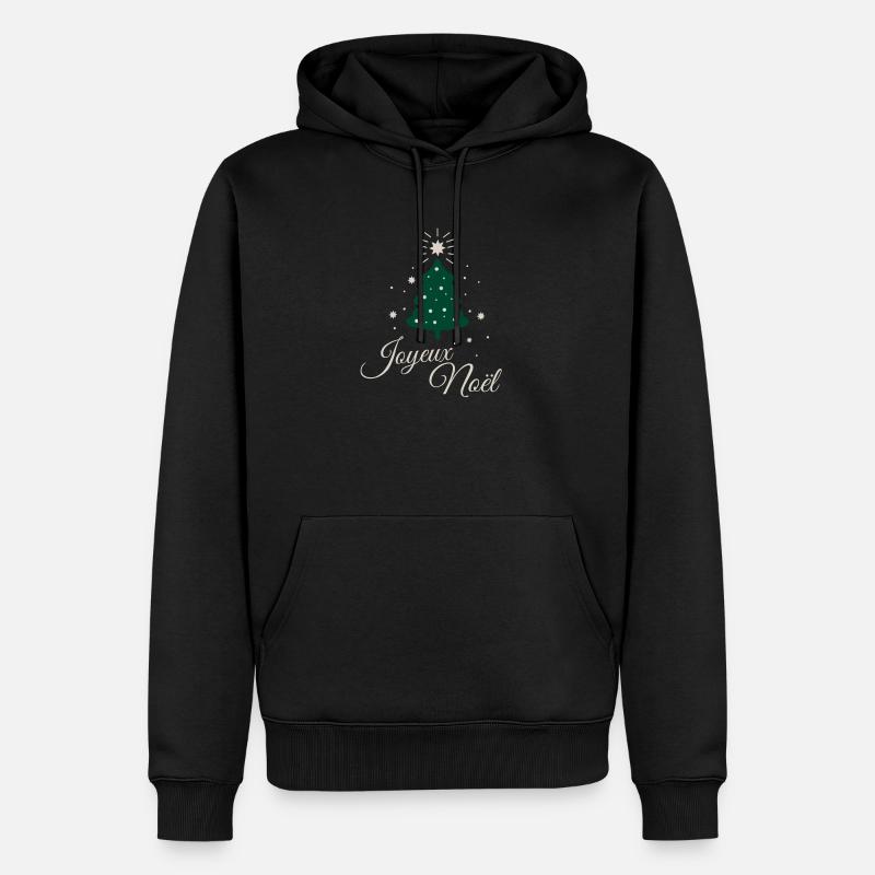 Sapin minimaliste avec texte argenté raffiné - Sweat à capuche Premium bio Homme - noir