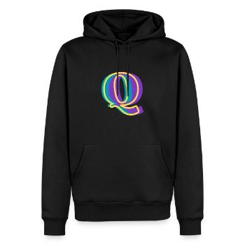 Lettre q multicolore - Sweat à capuche Premium bio Homme - noir - Devant - Nico (187cm)