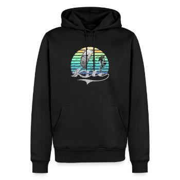 Kitesurf rétro - Sweat à capuche Premium bio Homme - noir - Devant - Nico (187cm)
