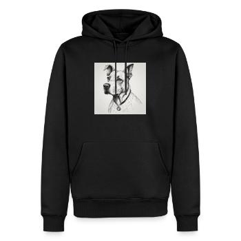 Hund mit Kette in schwarz weiss - Männer Premium Bio Hoodie - Schwarz - Vorne - Nico (187cm)