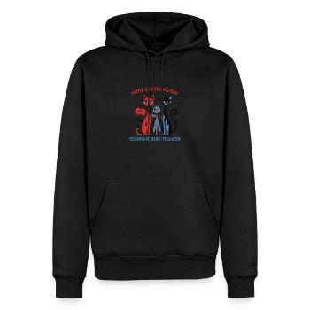 Hinter Jeden Starken Frau stehen ihre Fellnasen - Männer Premium Bio Hoodie - Schwarz - Vorne - Nico (187cm)