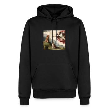 Michelangelo Chat - Sweat à capuche Premium bio Homme - noir - Devant - Nico (187cm)